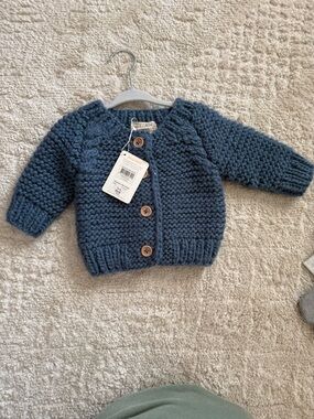 Chunky Knit Baby Cardigan - Blue